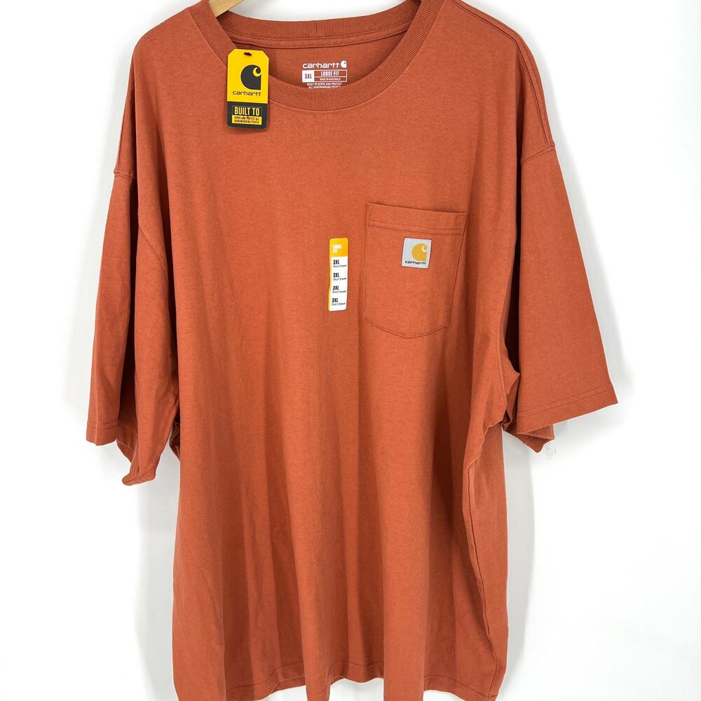 Carhartt Mens Loose Fit Short Sleeve Pocket T Shirt Pumpkin Size 3XL